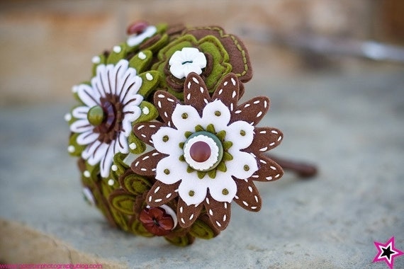 Forest Felt and Button Toss Bouquet