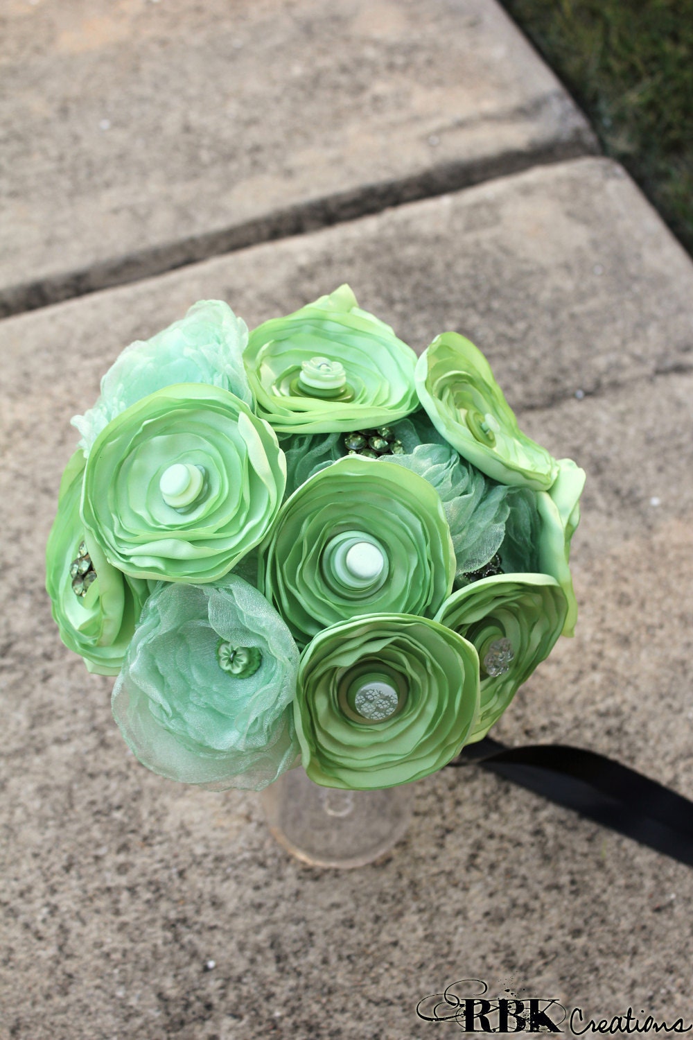 The Lindy Satin Organza and Button Bouquet
