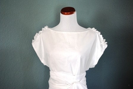 Ruffled Shoulder dress - any color - shown in diamond / white