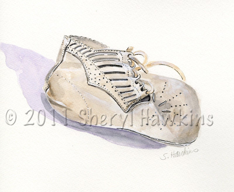 Vintage Baby Shoe Watercolor Painting by MermaidsPalette on Etsy