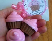 Mini Cupcake Soaps - VEGAN - Strawberries and Cream Scented - Set of 3 in a gift box Il_170x135