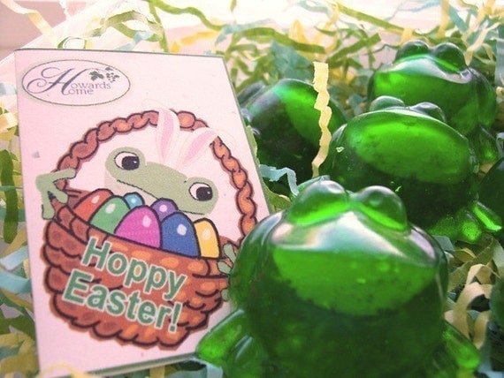 Easter Basket Gifts - 6 EXPLODING FROG SOAPS(tm) with Easter card tags attached - Great for party favors and Harry Potter fans Il_570xn