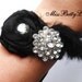 Black Rose and Rhinestone Wrist Corsage
