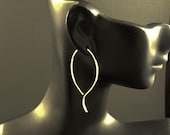 Large Silver Hoop Earrings / Big Sterling Silver Hoops / An Earring with a Gentle Wave / Clean Classic Design