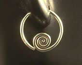 Small Silver Sleeper Hoops / Sterling Silver Hoop Earrings with a Swirl / Argentium Seamless Catchless Sports Hoops Men Ladies Children