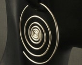 Silver Hoop Earrings  / Super Spirals / Sterling Silver Hoops / Out of the Vortex /  Large Big Swirl Spiral