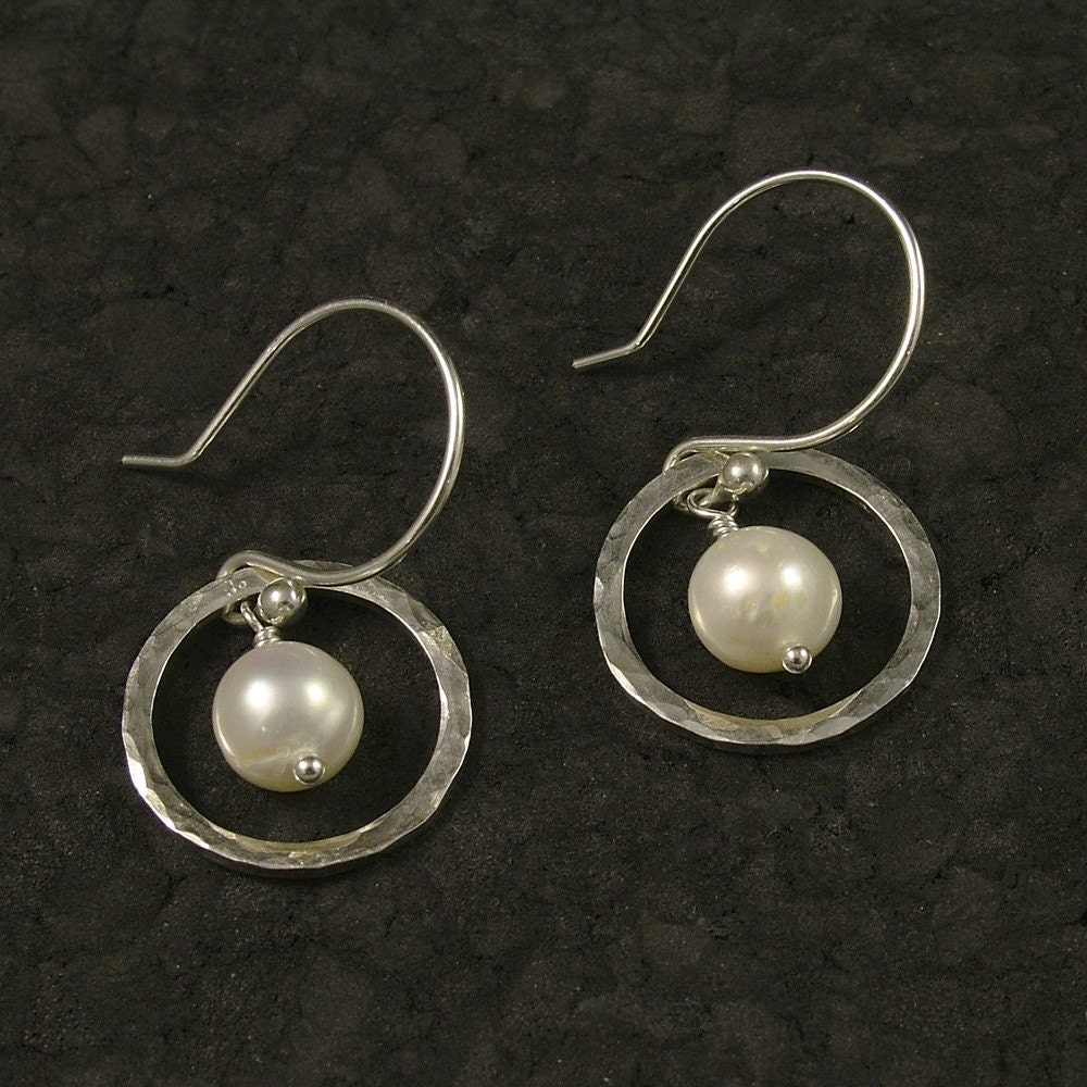 An Eternity of Pearl Earrings made with Argentium Sterling Silver
