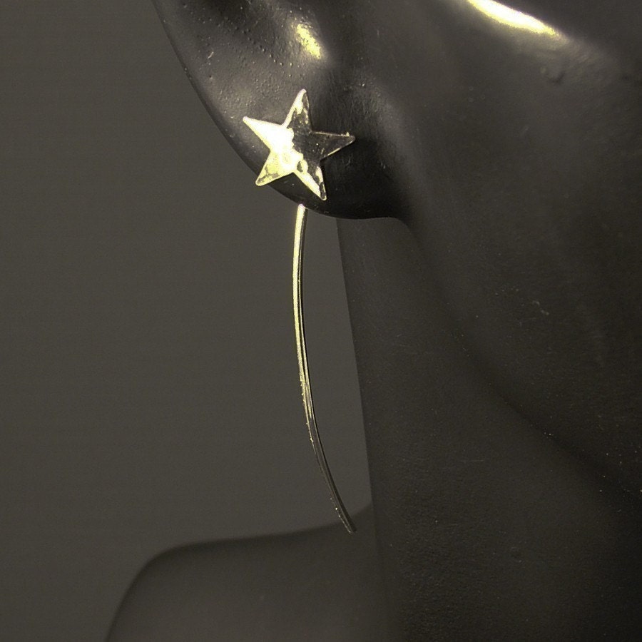 Silver Star Earrings - Sterling Studs with Trailing Tail - Delicate Unique & Beautiful