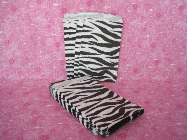 Zebra Animal Print Merchandise Paper Gift Bags 4 x 6  Pack of 50