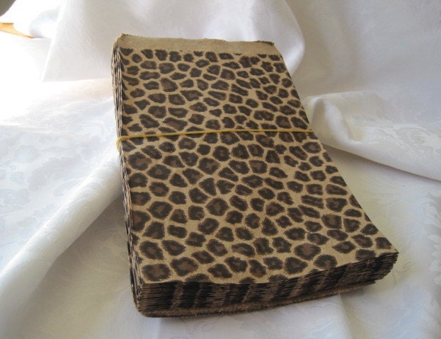 Pack of 100 Paper Bags Cheetah Leopard Animal  5 x 7