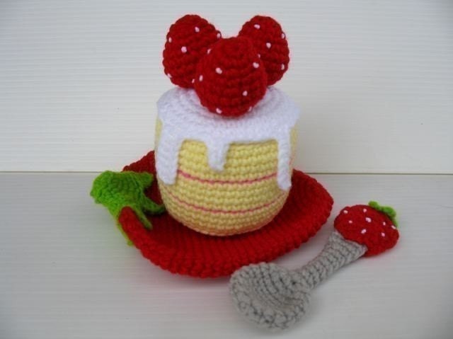 Crochet Pattern - STRAWBERRY TEA SET- Toys - pdf