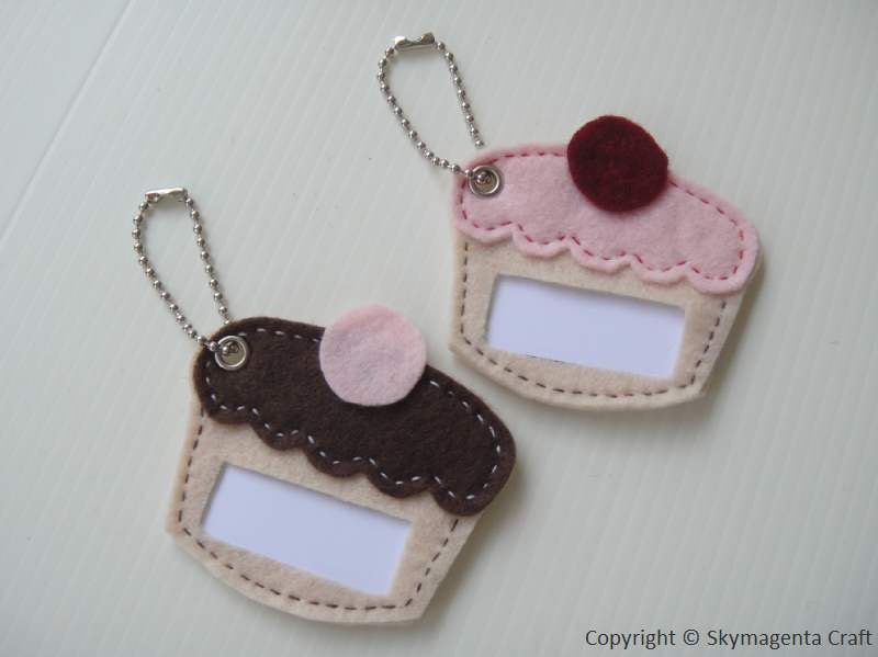 Felt Tags - CUPCAKE - 2 PCS - Handmade