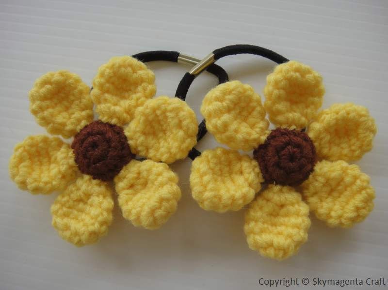 Crochet Pony Tie Holder - FLOWER - 2 pcs