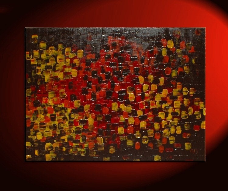 Art for Office HUGE Textured Abstract Painting Red Brown Yellow Orange Autumn Colors Original Palette Knife Impasto Custom 40x30