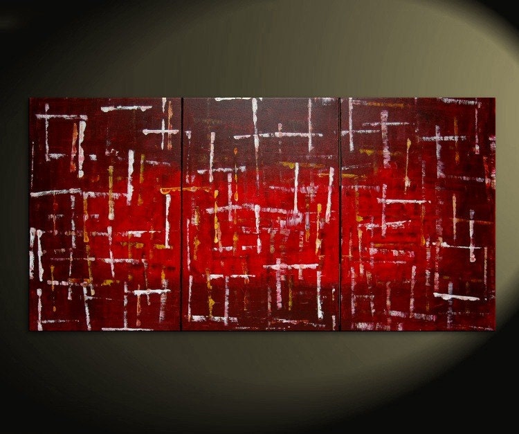 Office Art Large Red Burgundy Modern Abstract Painting Original Textured Art HUGE Urban Art Big Custom Version 72x36