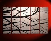 Black and White Tree Branches Painting Large Art Modern Abstract HUGE Elegant Original Monochrome Custom 60x36