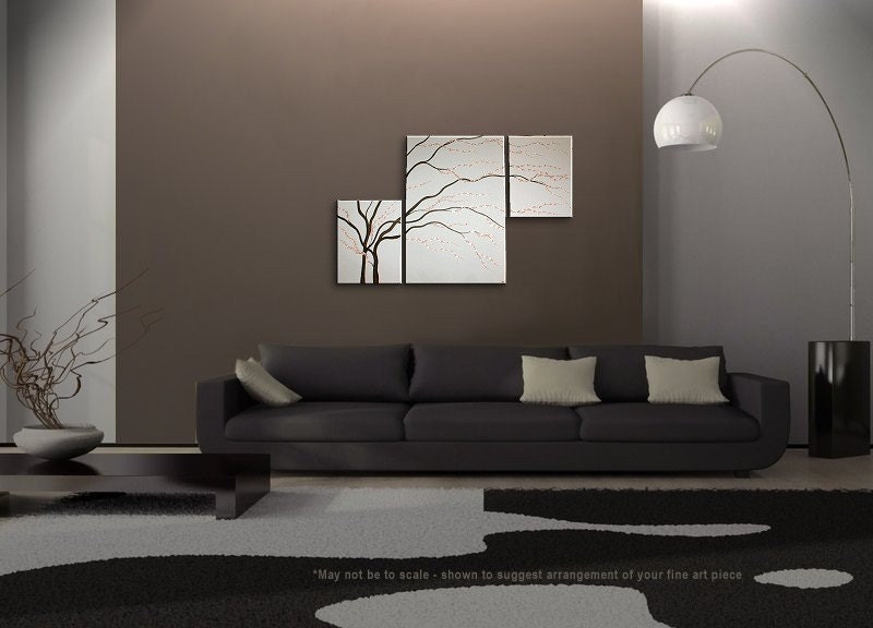Black and White Painting Wall Art Cherry Blossom Art Elegant Modern Abstract Huge Original Spa Home Decor Custom 56x36