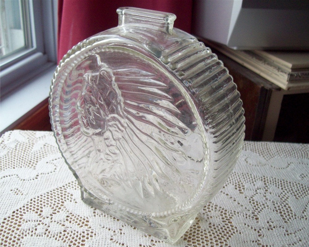Buffalo Nickel Bank Glass Anchor Hocking Indian by Collectique
