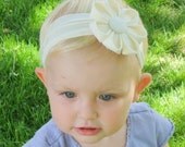 baby cream headband kanzashi flower