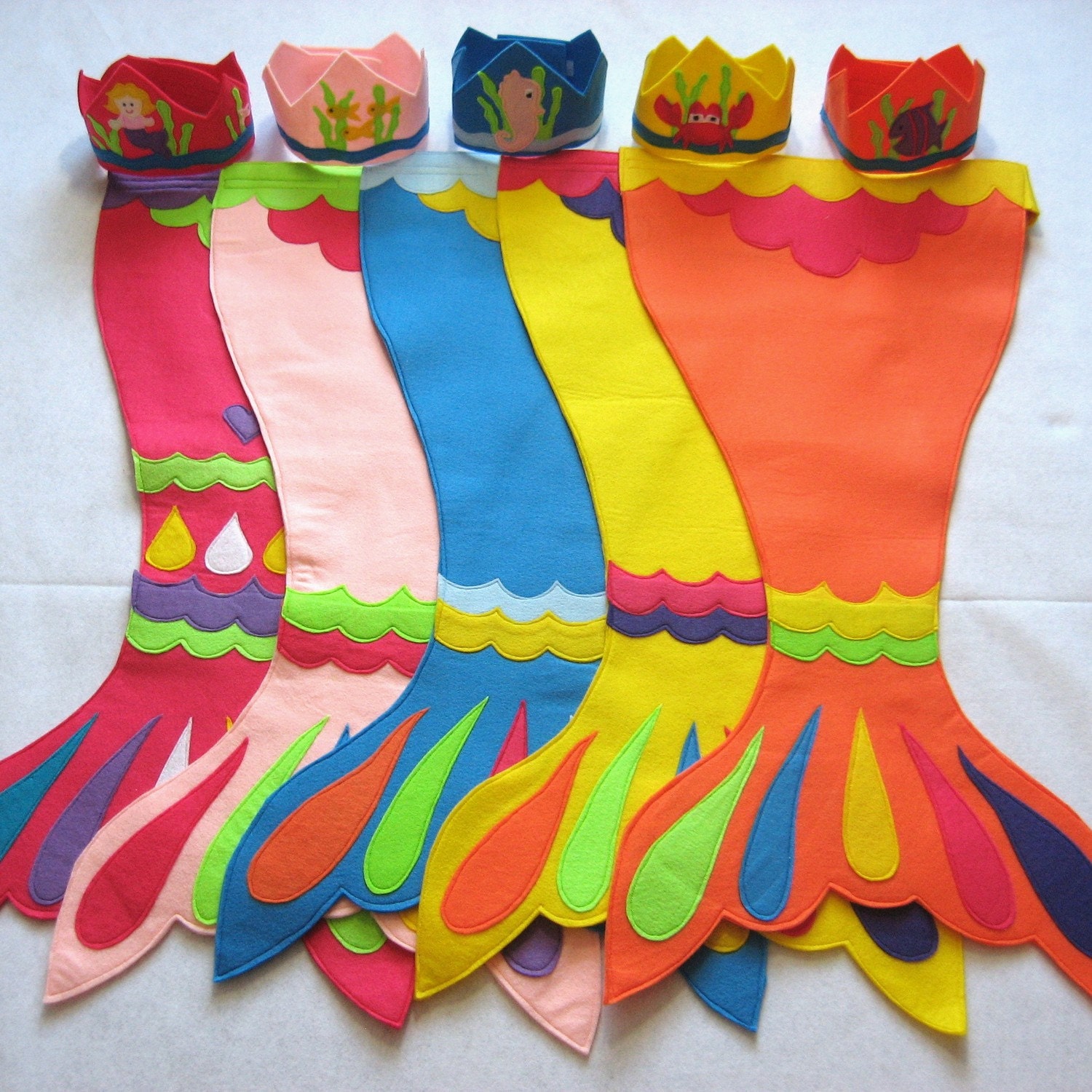 Mermaid Tail and Matching Crown, Choose Your Color, Choose Your Crown  and Applique, Custom Order