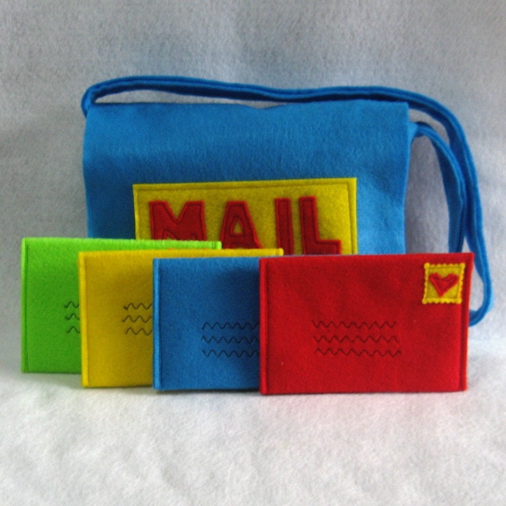 Mail Bag and Working Envelopes for Pretend Play, Custom Order, Choose Your Colors