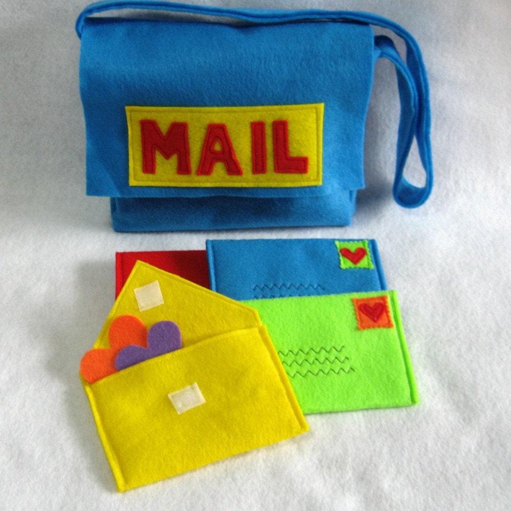 Mail Bag and Working Envelopes for Pretend Play, Custom Order, Choose Your Colors