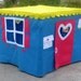 Card Table Playouse, Basic Bungalow, Crystal Blue with Yellow Roof, Custom Order