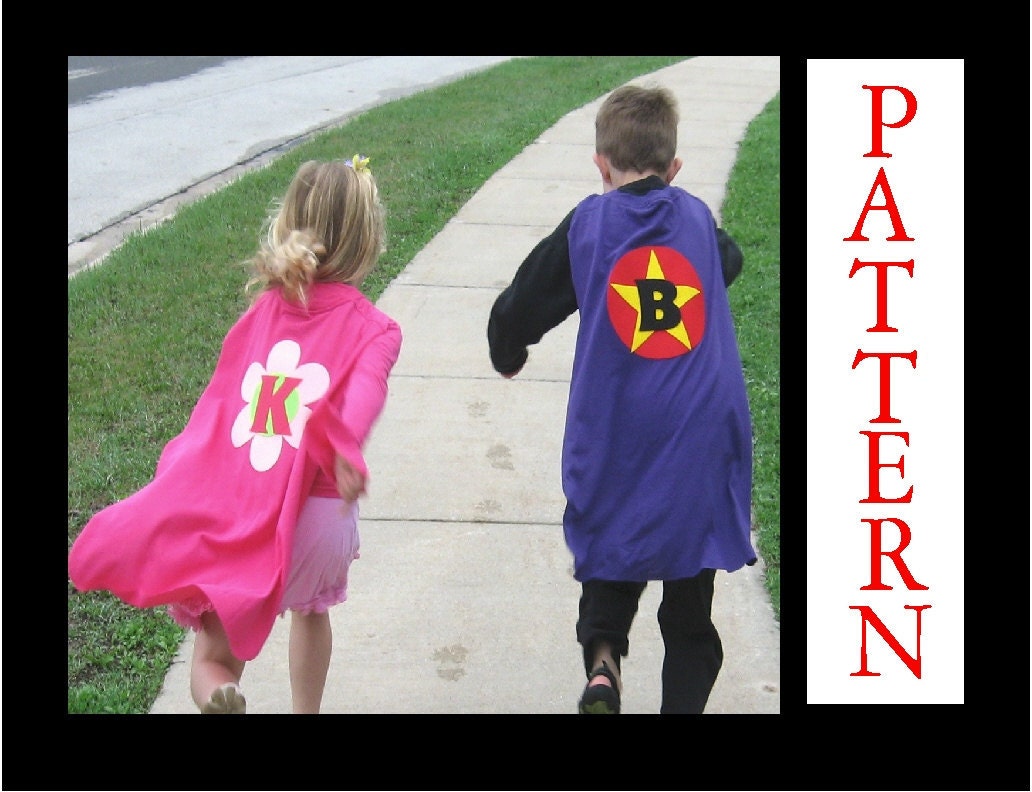 Super Hero Cape Pattern, No Sew Costume, eBook Instant Download, Includes Applique Patterns and Three Alphabet Sets, 20 minute project
