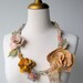 Felted Necklace Faerie Peach, Pink and Mustard