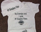 Philadelphia Eagles Football Baby Infant Newborn Onesie Creeper Short or long Sleeves Hat Cap Beanie Set Personalized Embroidered