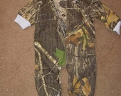 Camouflage Camo Powder Blue Trim  Infant Newborn Baby Long Sleeve Sleeper Creeper Mossy Oak Boy