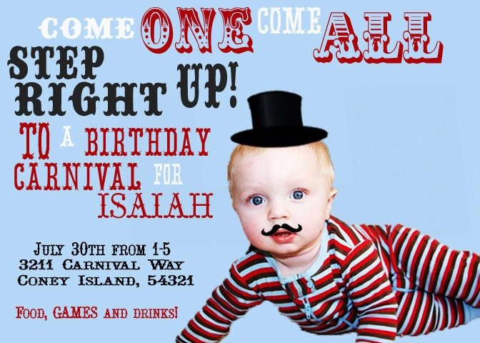 Printable Do-It-Yourself Vintage Carnival Invitation- Greyson Design