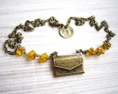 Daisi Love Note Envelope Locket in Yellow Freesia and Brass