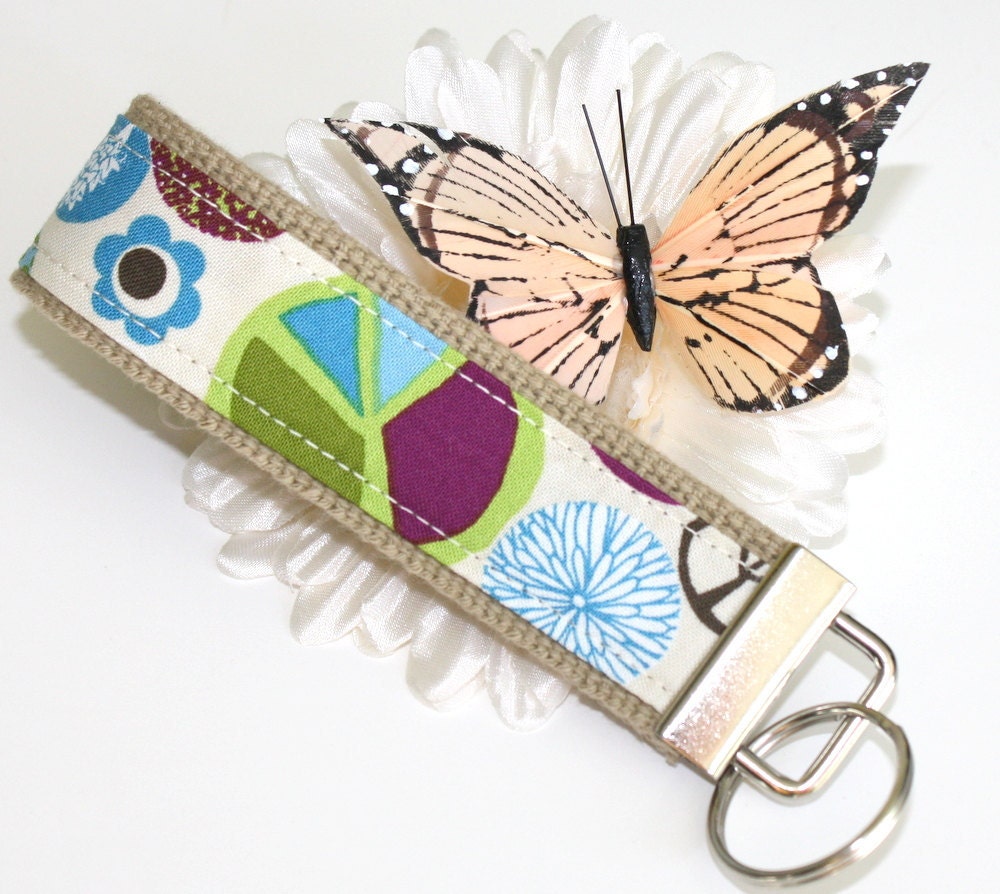 Keychain Key Fob Wristlet in Peaceful Planet