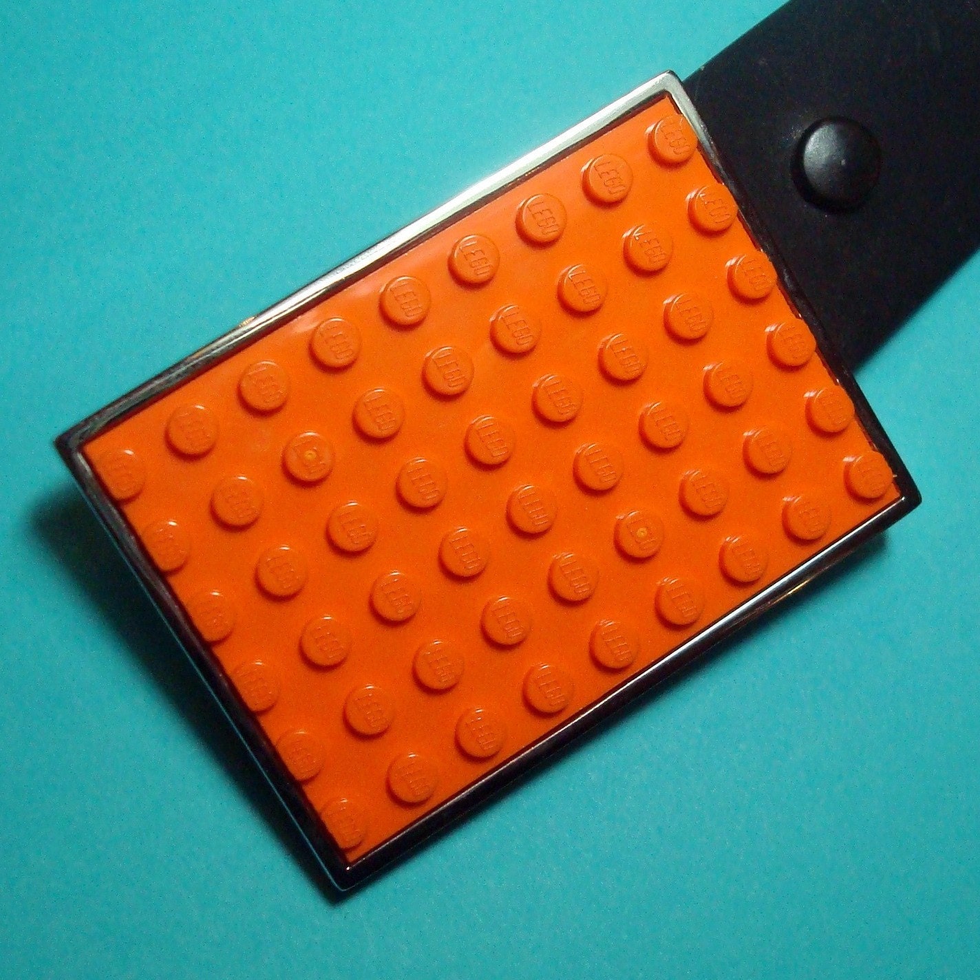 Belt Buckle with upcycled LEGO (r) bright Orange