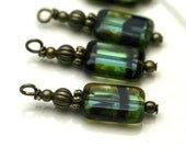 Teal Picasso Tortoise Czech Bead Dangle Charm Drop Set - 4 Piece Set