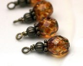 Bead Dangle Charm Drop Set in Picasso Czech Crystals - 4 Pieces