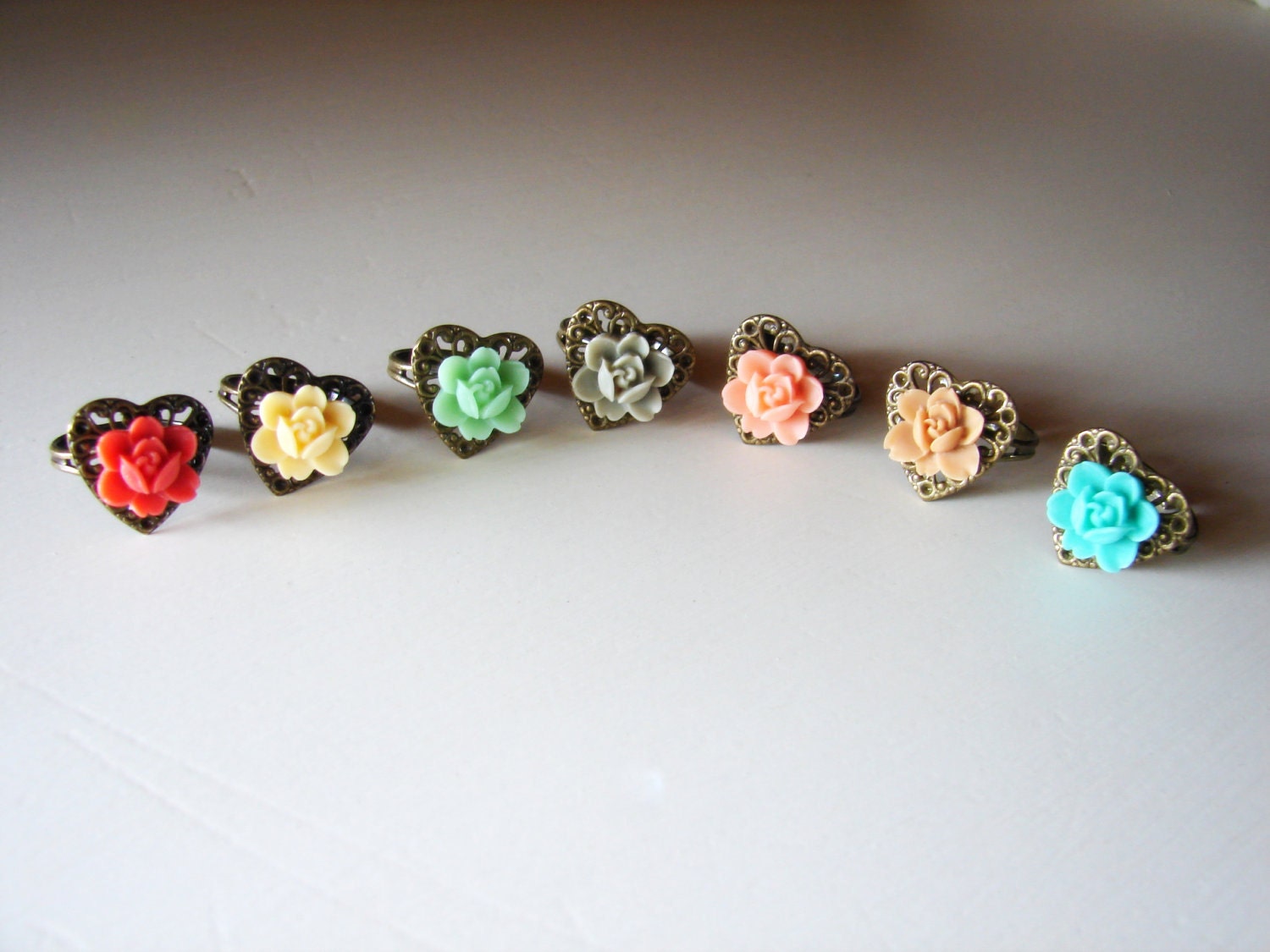 I Heart Roses Ring- Sweet vintage style ring