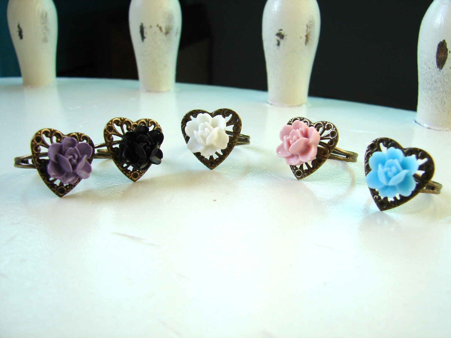 I Heart Roses Ring- Sweet vintage style ring
