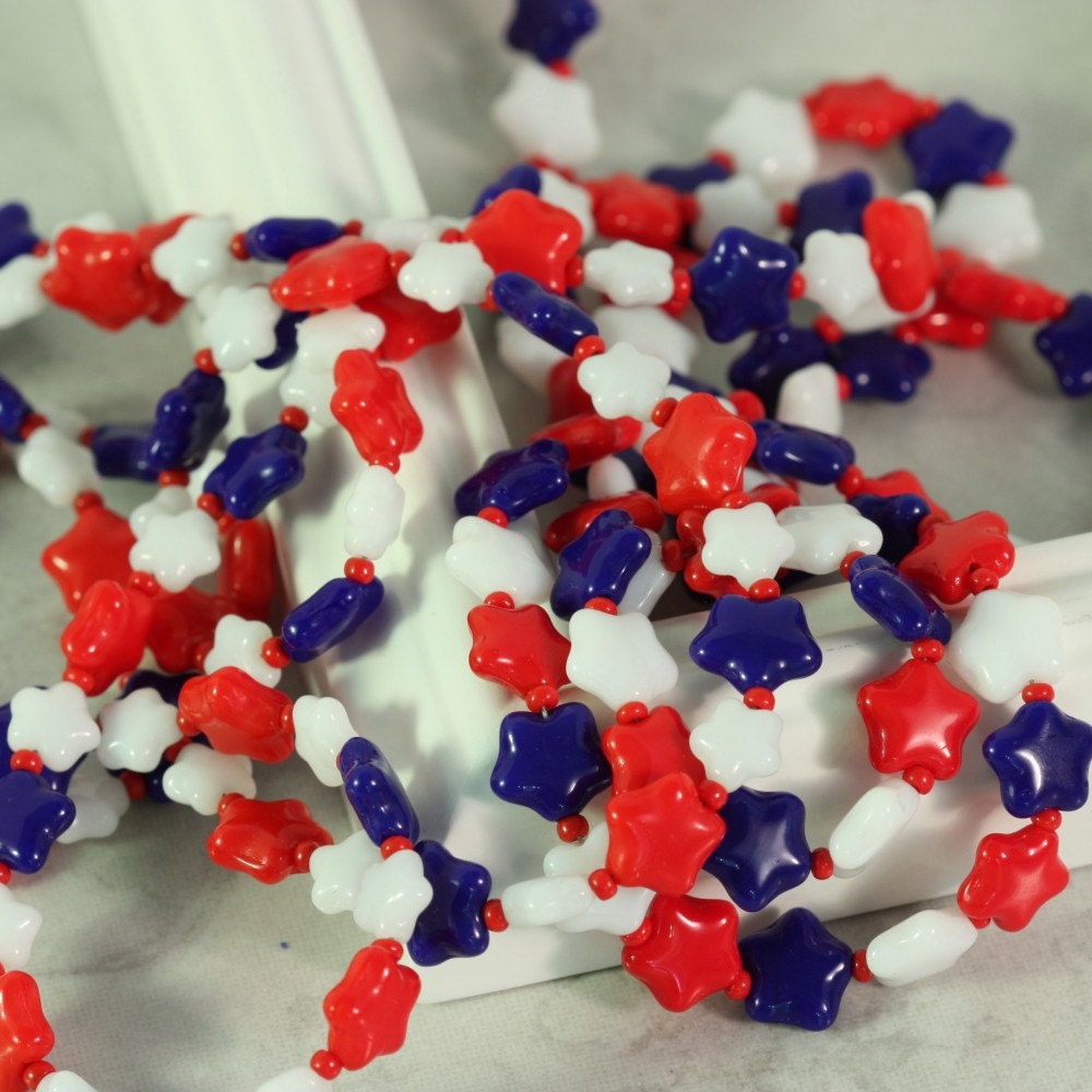 Memorial Day Eyeglass Holder 4th of July Red White Blue Stars Patriotic Americana USA Beaded