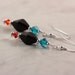 Earrings Blue Zircon Fire Opal Crystal Black Sterling Ear Wires