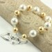 Yellow Honey Gold White Bracelet Pastel Pearl Crystal Bridal Jewelry Spring Fashion Sterling Heart Prom Jewelry