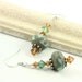 Lampwork Earrings Copper Green Earthy Sterling Silver Swarovski Crystal