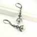 Blue Crystal Earrings Gray Pearl Gunmetal Ear Wires