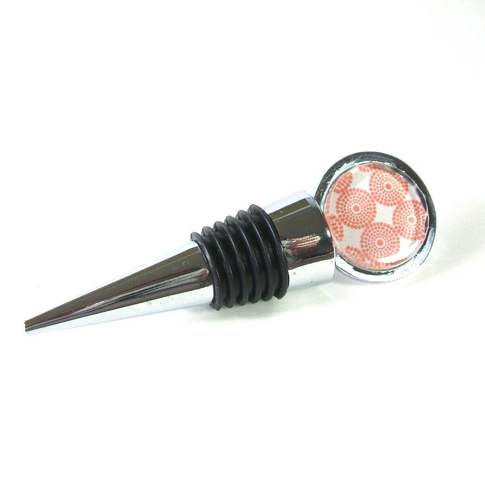 Geometric Red Circles Wine Bottle Stopper
