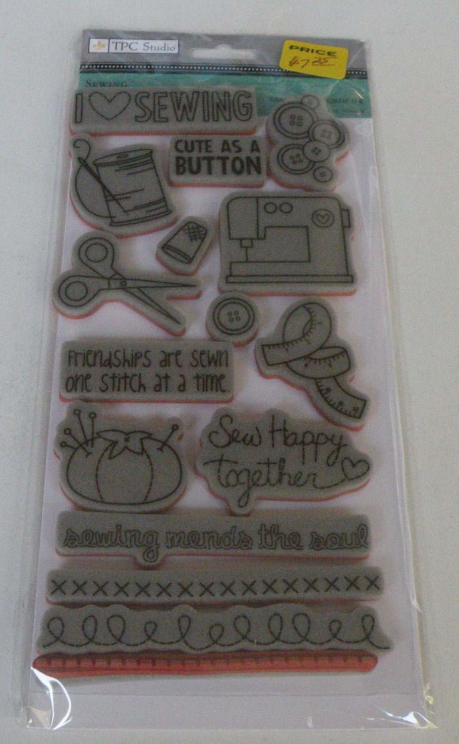 TPC Clear Studio Sewing Theme Rubber Cling Stamps by Funscrappers