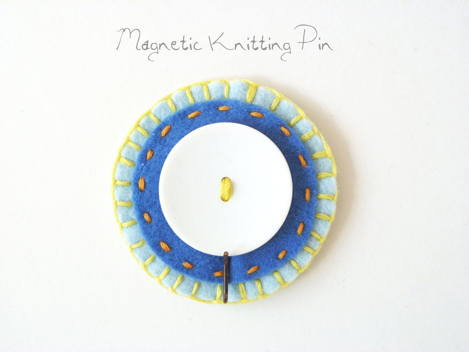 Magnetic Portuguese Knitting Pin - Lemon and Sky