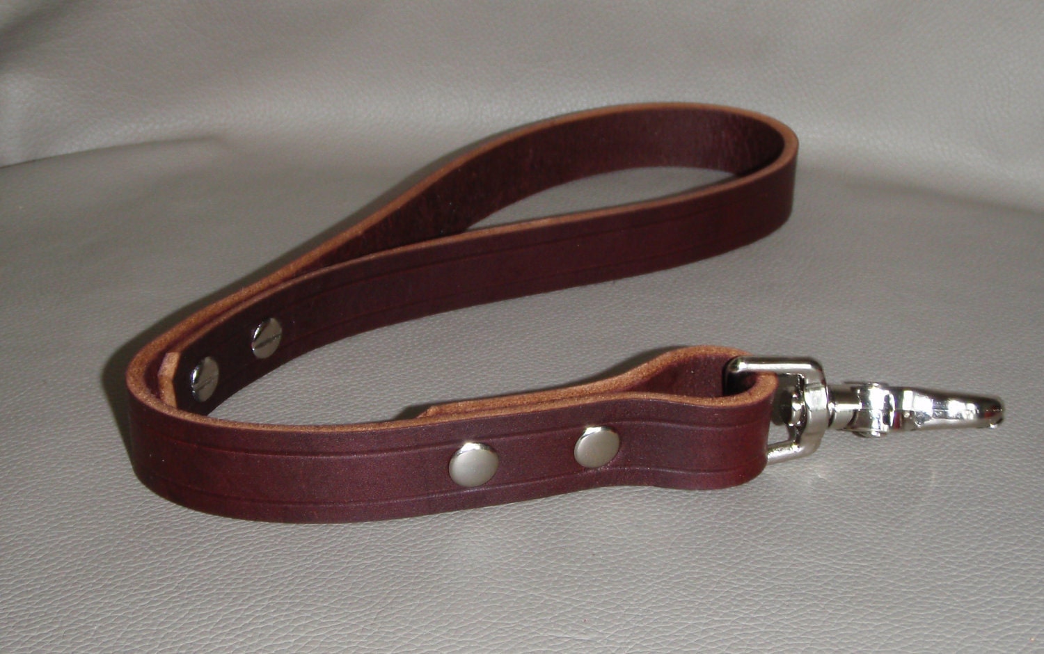 SALE Ready Made Heavy Duty Latigo Leather Traffic Leash 3/4 of an inch in width and 15 inches in Length