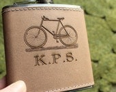 Set of 6 Laser Etched Flasks, BIKE Design: Customizable for Gifts, Groomsmen, Bridal Parties