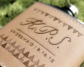 Set of 6 Laser Etched Flasks, FLAG Design: Customizable for Groomsmen, Bridal Parties, Gifts
